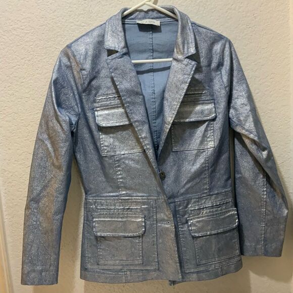 lola and sophie metallic blue blazer XS - Picture 3 of 8